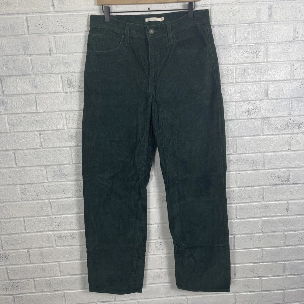 Levis Corduroy 94 Baggy Pants Womens Size 32 Green Straight Leg Pockets